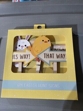 Primark Yellow & Blue Easter Chick and Bunny Signs For Easter Egg Hunt